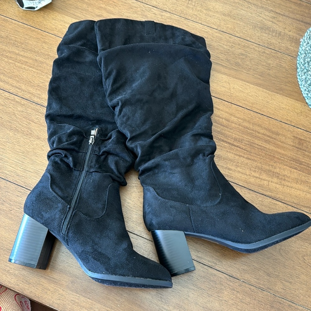 Black Tall Suede Boots